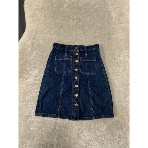 Madewell Womens‎ Button Front Denim Skirt Size 24 Stretch - Picture 1 of 6